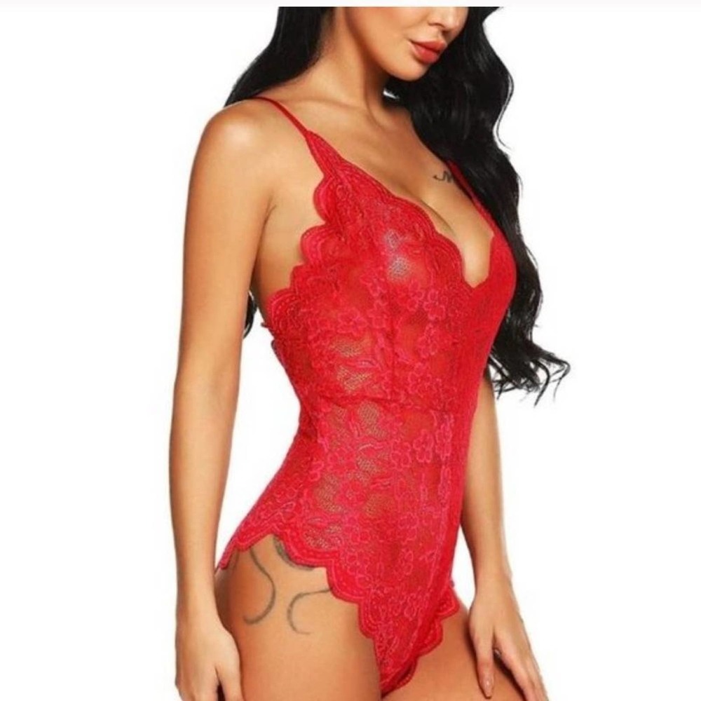 One Piece Babydoll Mini Bodysuit Underware RED LARGE